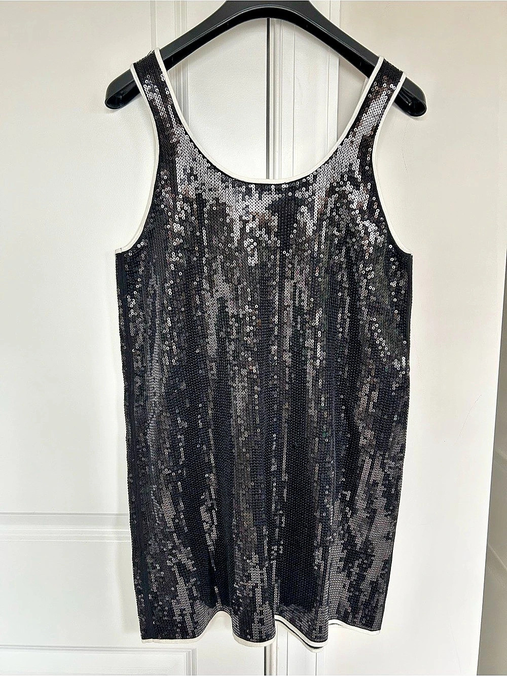 Zara Sequin Mini Dress Lined in Black & White Size Medium NWT